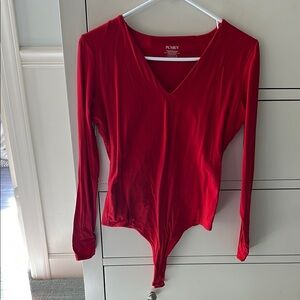 Women's Red V-Neck Bodysuit Top - never worn